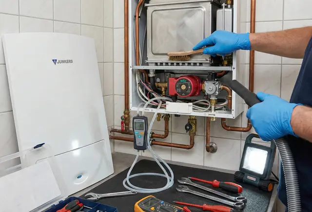 Wartung einer Junkers Therme durch Weindl Installationstechnik in Wien